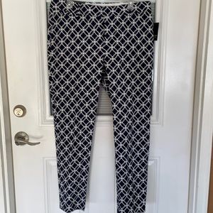 NWT ankle crop print pants. Navy and white. SZ 12